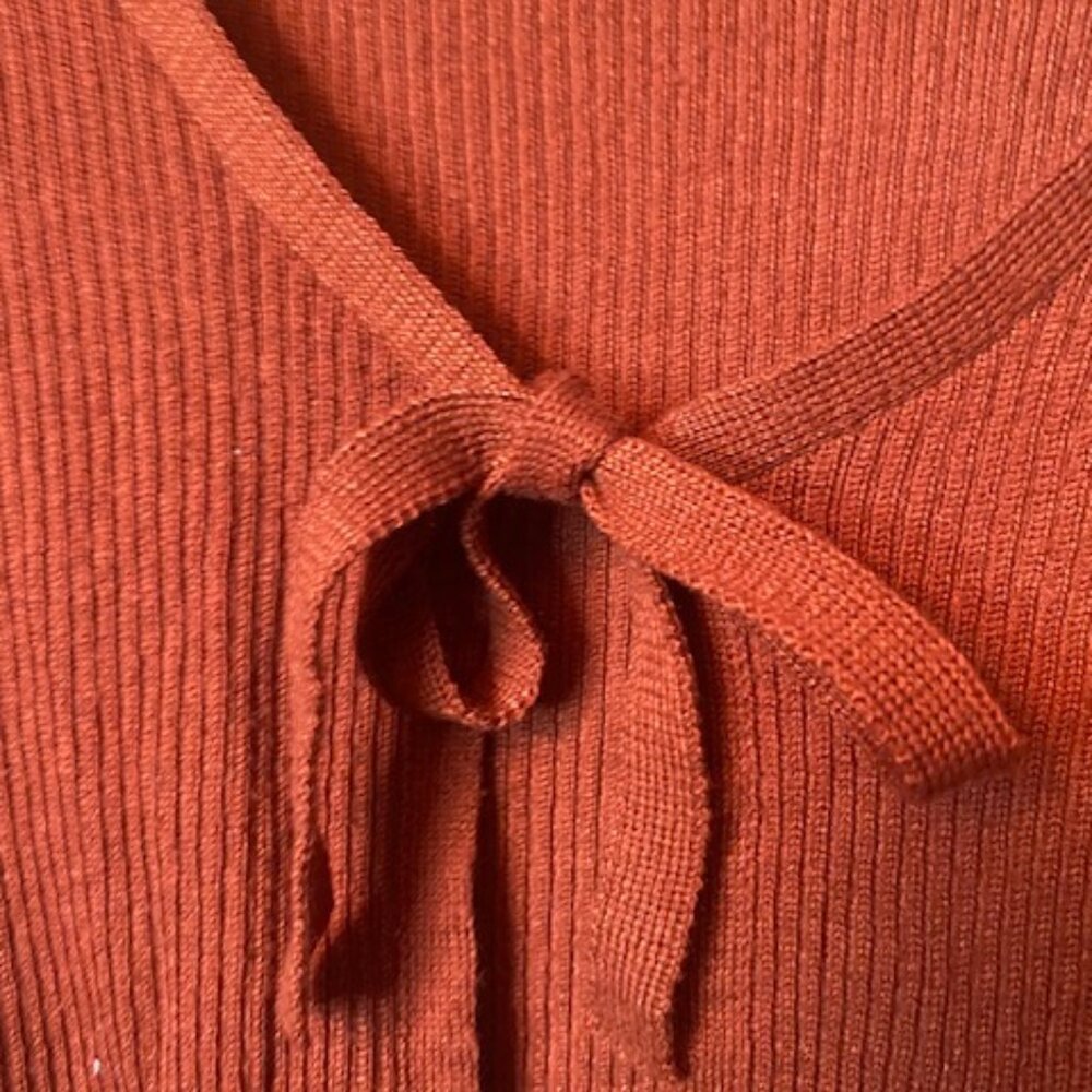 Romwe Rust crop sweater with bow - Picture 4 of 9